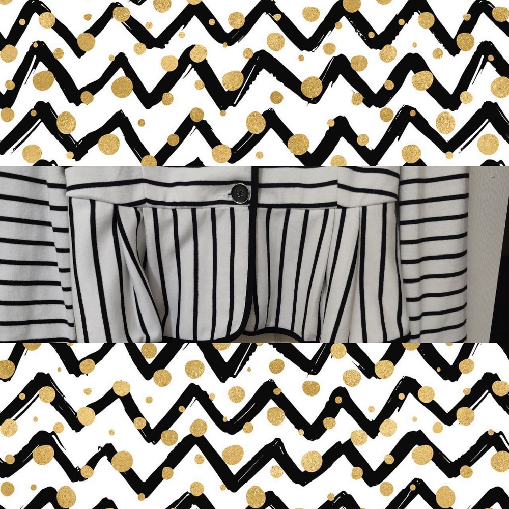 🖤Valerie Bertinelli Black & White Striped Button Up Blazer, Size Large - Picture 3 of 5